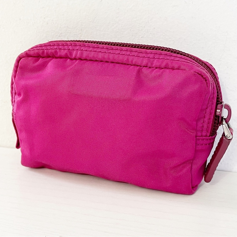 Prada rare mini pouch hot pink nylon triangle logo cosmetic bag - Picture 2 of 9